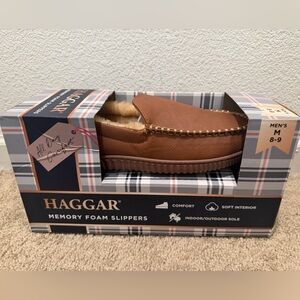 “New” Haggar Men's Tan Memory Foam Slip-Ons size8/9
